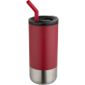 Grayson 480 ml RCS-återvunnen isolerad termos med sugrör, Röd